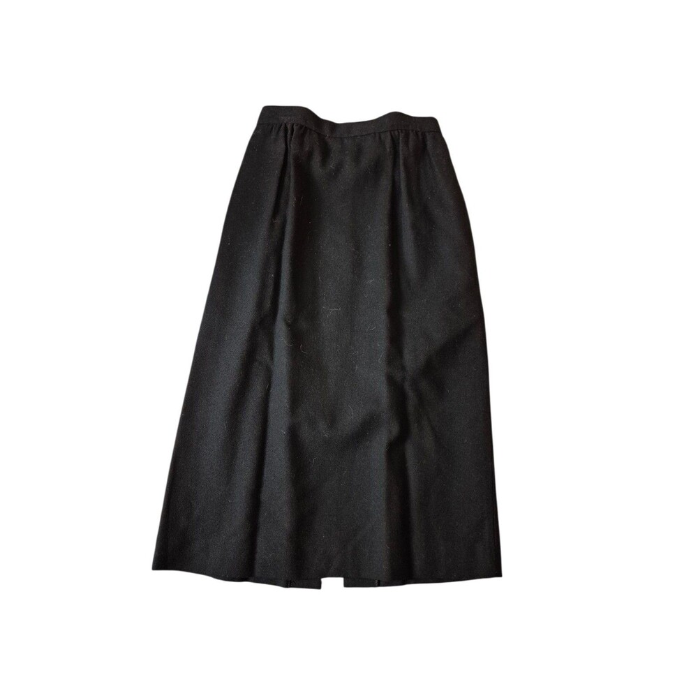 Vintage 70s Wool Midi Skirt A-Line Midi Skirt Black Sz 2/4